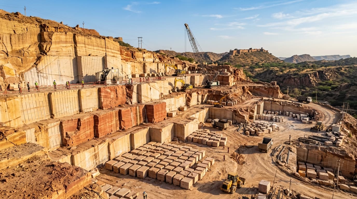 Dholpurstones quarry operations in Dholpur, Rajasthan